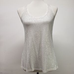 Pinko Tank Top XS White Sleeveless Silver Studs Embellishments Rock Chic Concert